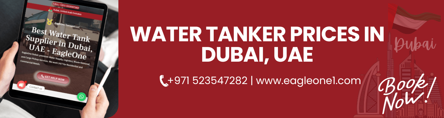 Discover competitive water tanker prices in Dubai, UAE with Eagle One Transport LLC. From efficient delivery to premium quality water, trust us for all your hydration needs. Experience reliability and affordability with Eagle One Transport LLC.